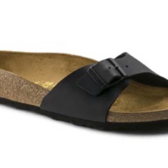 Birkenstocks Birks Madrid Black Single Strap Woman EU 38 Size 8 8.5 Sandals - Picture 4 of 5